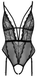 Cottelli LINGERIE - Czarne Koronkowe Body Z Perełkami W Kroczu XL